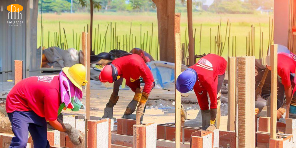 Construcción de obras obreros construyendo